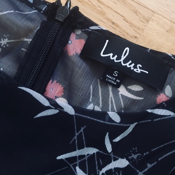 Lulu’s Petal Black Floral Print Chiffon Dress - Picture 7 of 7